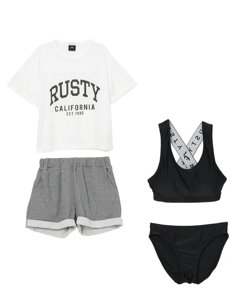 セール】RUSTY/ラスティー キッズ 水着 4点セット スイムウェア