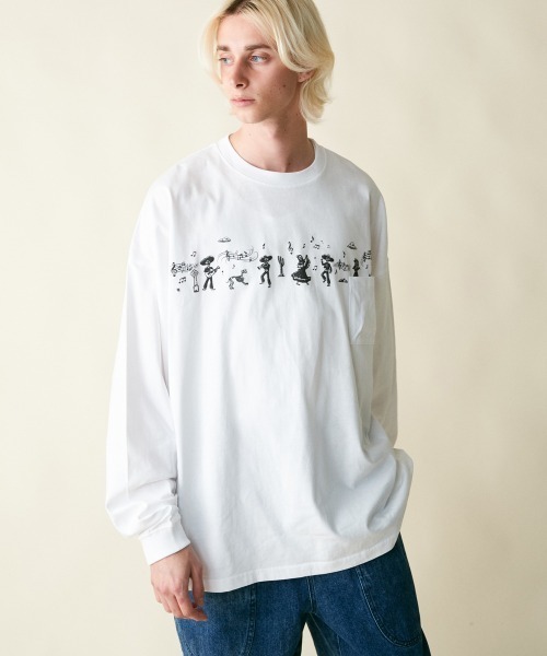 rehacer（レアセル）の「rehacer : Eternity Parade Wide L/S /  エタニティーパレード ワイドシル エット ロング スリーブ カットソー（Tシャツ/カットソー・メンズ・ブラック/ホワイト・SMALL/MEDIUM/LARGE/X-LARGE）」の11枚目の写真