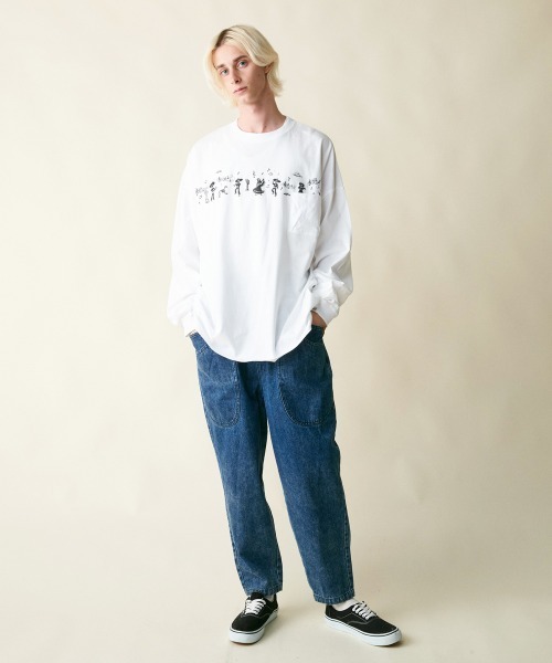 rehacer（レアセル）の「rehacer : Eternity Parade Wide L/S /  エタニティーパレード ワイドシル エット ロング スリーブ カットソー（Tシャツ/カットソー・メンズ・ブラック/ホワイト・SMALL/MEDIUM/LARGE/X-LARGE）」の5枚目の写真