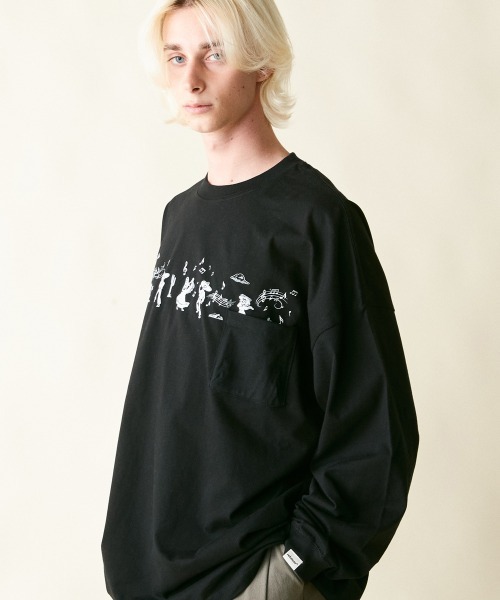 rehacer（レアセル）の「rehacer : Eternity Parade Wide L/S /  エタニティーパレード ワイドシル エット ロング スリーブ カットソー（Tシャツ/カットソー・メンズ・ブラック/ホワイト・SMALL/MEDIUM/LARGE/X-LARGE）」の14枚目の写真