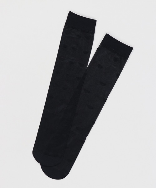 SPINNS（スピンズ）の「ハートデザイン ナイロンハイソックス（ソックス/靴下・レディース・ホワイト/ブラック・ONESIZE）」の8枚目の写真