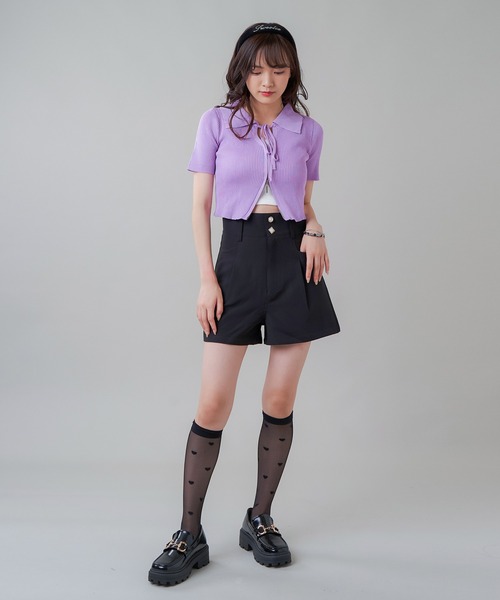 SPINNS（スピンズ）の「ハートデザイン ナイロンハイソックス（ソックス/靴下・レディース・ホワイト/ブラック・ONESIZE）」の6枚目の写真