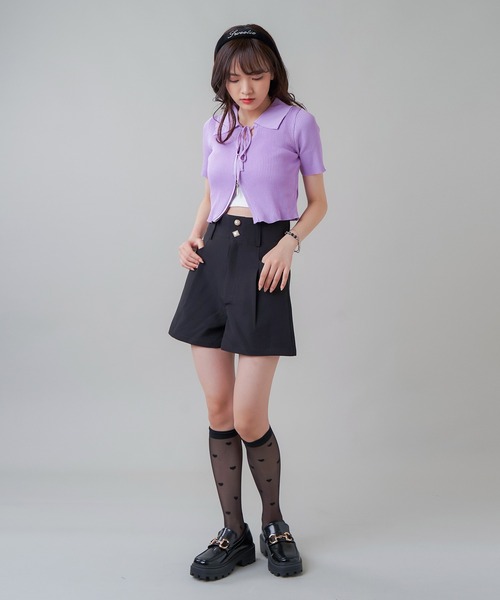 SPINNS（スピンズ）の「ハートデザイン ナイロンハイソックス（ソックス/靴下・レディース・ホワイト/ブラック・ONESIZE）」の7枚目の写真
