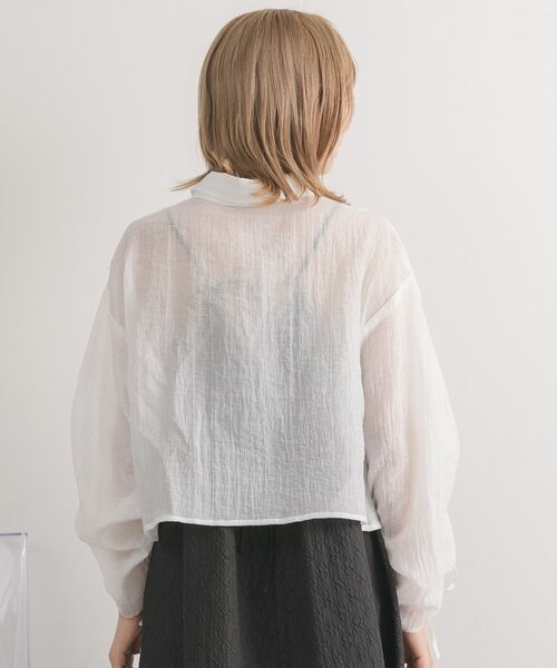 RETRO GIRL(レトロガール)の「袖シャーリングシアーSH(シャツ/ブラウス・レディース・ブルー/オフホワイト/グリーン/ピンク・FREE)」の11枚目の写真