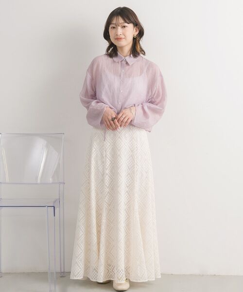 RETRO GIRL(レトロガール)の「袖シャーリングシアーSH(シャツ/ブラウス・レディース・ブルー/オフホワイト/グリーン/ピンク・FREE)」の12枚目の写真
