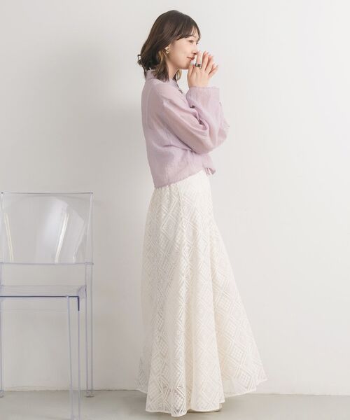 RETRO GIRL(レトロガール)の「袖シャーリングシアーSH(シャツ/ブラウス・レディース・ブルー/オフホワイト/グリーン/ピンク・FREE)」の13枚目の写真