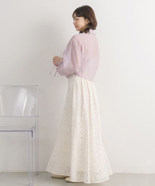 RETRO GIRL(レトロガール)の「袖シャーリングシアーSH(シャツ/ブラウス・レディース・ブルー/オフホワイト/グリーン/ピンク・FREE)」の14枚目の写真