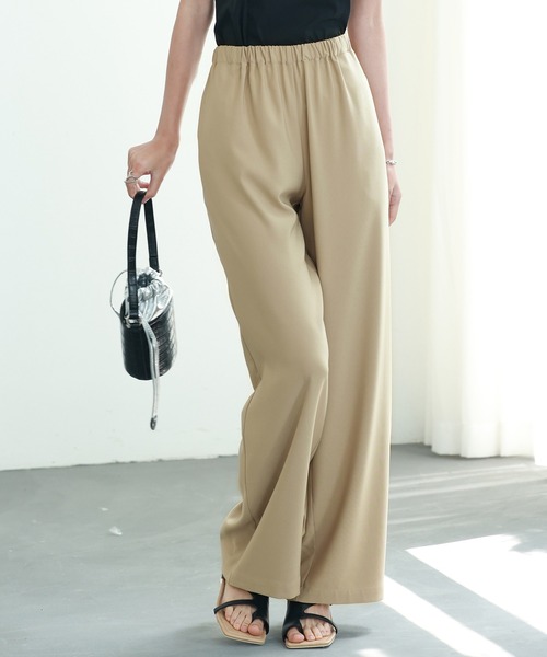 SAISON DE PAPILLON（セゾンドパピヨン）の「とろみ素材ウエスト総ゴムワイドパンツ（その他パンツ・レディース・ブルー/ブラック/グレー/グリーン/ベージュ・S/M/L）」の3枚目の写真