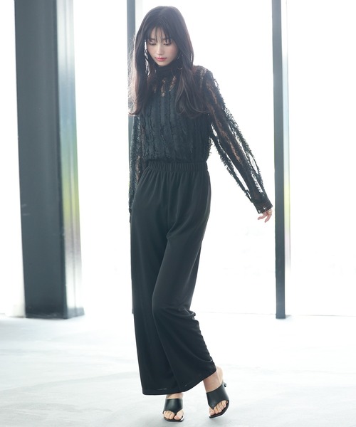 SAISON DE PAPILLON（セゾンドパピヨン）の「とろみ素材ウエスト総ゴムワイドパンツ（その他パンツ・レディース・ブルー/ブラック/グレー/グリーン/ベージュ・S/M/L）」の9枚目の写真