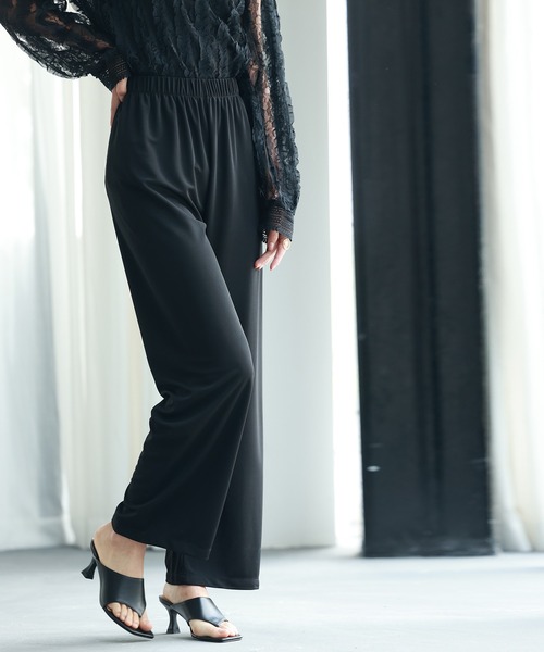 SAISON DE PAPILLON（セゾンドパピヨン）の「とろみ素材ウエスト総ゴムワイドパンツ（その他パンツ・レディース・ブルー/ブラック/グレー/グリーン/ベージュ・S/M/L）」の11枚目の写真