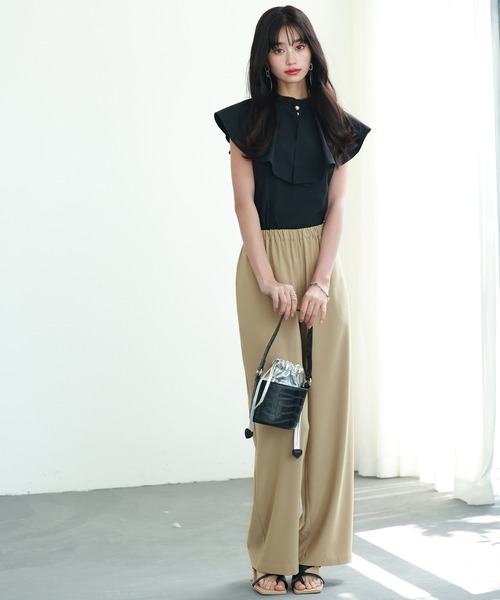 SAISON DE PAPILLON（セゾンドパピヨン）の「とろみ素材ウエスト総ゴムワイドパンツ（その他パンツ・レディース・ブルー/ブラック/グレー/グリーン/ベージュ・S/M/L）」の16枚目の写真