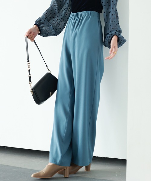 SAISON DE PAPILLON（セゾンドパピヨン）の「とろみ素材ウエスト総ゴムワイドパンツ（その他パンツ・レディース・ブルー/ブラック/グレー/グリーン/ベージュ・S/M/L）」の22枚目の写真
