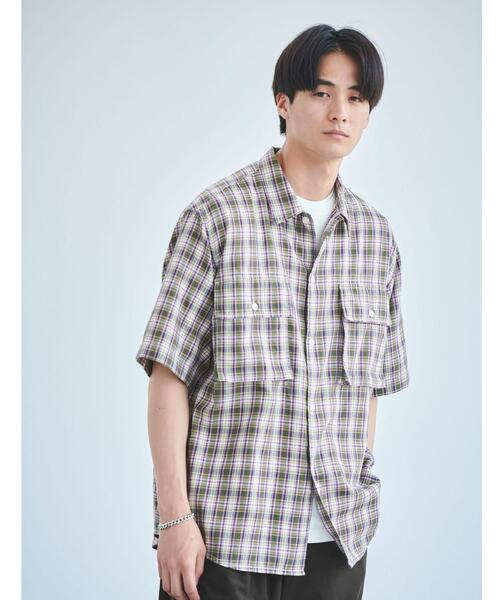 green label relaxing（グリーンレーベルリラクシング）の「Morley ビッグ チェック シャツ（シャツ/ブラウス・メンズ・オリーブ/ネイビー・S/L/M）」の2枚目の写真