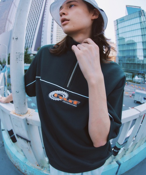 HUF(ハフ)の「HUF CHAINSAW HALF ZIP FLEECE / HUF ハーフジップ(スウェット・メンズ・グリーン系その他/ネイビー/アッシュグレー・SMALL/MEDIUM/LARGE/X-LARGE/XX-LARGE/X-SMALL)」の2枚目の写真