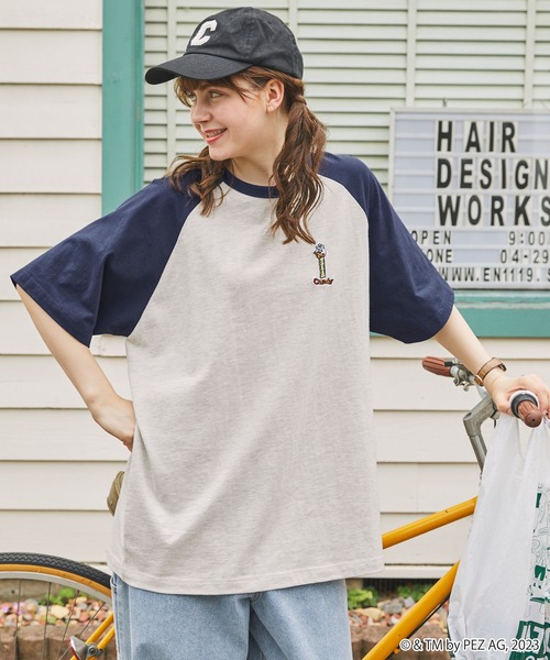 MONO-MART LADY'S（モノマートレディース）の「PEZ/ペッツ 別注  ワンポイント刺繍半袖ラグランTシャツ（Tシャツ/カットソー・レディース・ワイン/ネイビー/スミクロ・FREE）」の7枚目の写真