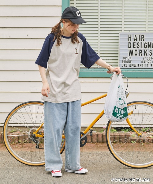 MONO-MART LADY'S（モノマートレディース）の「PEZ/ペッツ 別注  ワンポイント刺繍半袖ラグランTシャツ（Tシャツ/カットソー・レディース・ワイン/ネイビー/スミクロ・FREE）」の11枚目の写真