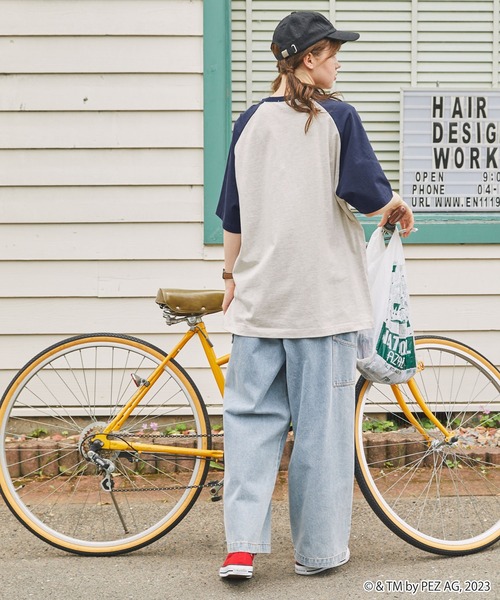 MONO-MART LADY'S（モノマートレディース）の「PEZ/ペッツ 別注  ワンポイント刺繍半袖ラグランTシャツ（Tシャツ/カットソー・レディース・ワイン/ネイビー/スミクロ・FREE）」の13枚目の写真