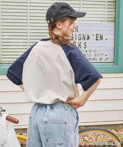 MONO-MART LADY'S（モノマートレディース）の「PEZ/ペッツ 別注  ワンポイント刺繍半袖ラグランTシャツ（Tシャツ/カットソー・レディース・ワイン/ネイビー/スミクロ・FREE）」の16枚目の写真