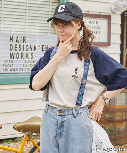 MONO-MART LADY'S（モノマートレディース）の「PEZ/ペッツ 別注  ワンポイント刺繍半袖ラグランTシャツ（Tシャツ/カットソー・レディース・ワイン/ネイビー/スミクロ・FREE）」の19枚目の写真