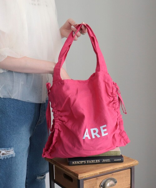 EARTH MADE(アースメイド)の「【EARTH MADE/アースメイド】サイドギャザーリネントートバッグ(トートバッグ・レディース・レッド/グリーン/ラベンダー・FREE)」の1枚目の写真