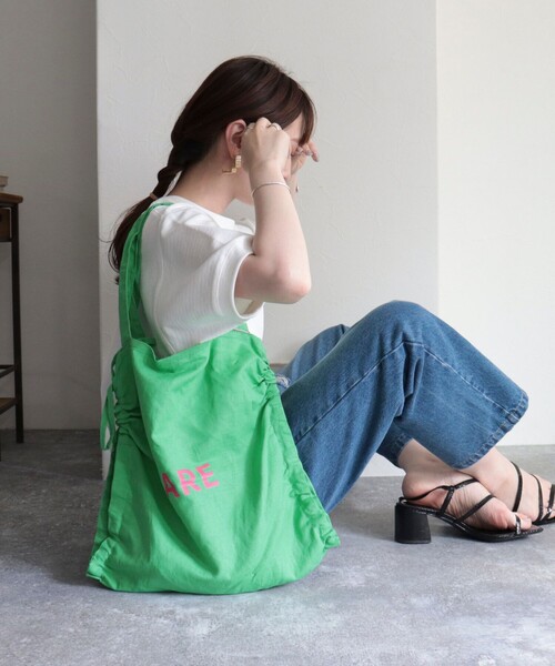 EARTH MADE(アースメイド)の「【EARTH MADE/アースメイド】サイドギャザーリネントートバッグ(トートバッグ・レディース・レッド/グリーン/ラベンダー・FREE)」の5枚目の写真