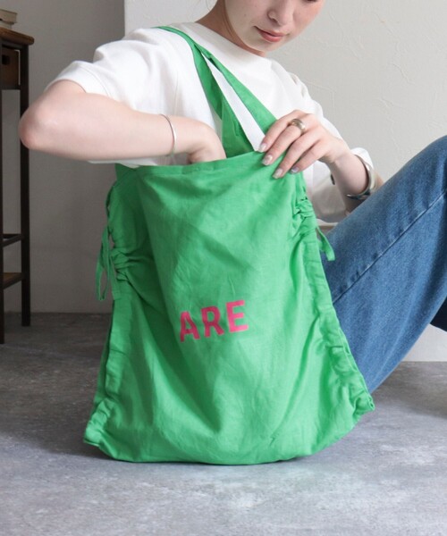EARTH MADE(アースメイド)の「【EARTH MADE/アースメイド】サイドギャザーリネントートバッグ(トートバッグ・レディース・レッド/グリーン/ラベンダー・FREE)」の6枚目の写真