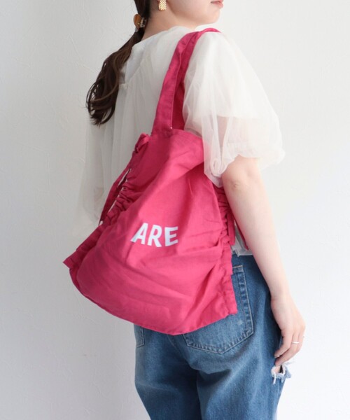 EARTH MADE(アースメイド)の「【EARTH MADE/アースメイド】サイドギャザーリネントートバッグ(トートバッグ・レディース・レッド/グリーン/ラベンダー・FREE)」の7枚目の写真