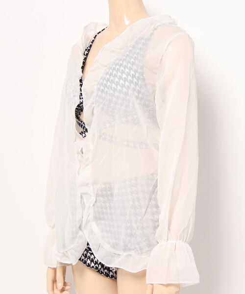 Ritzy（リッツィー）の「千鳥柄フロントクロスハイウエストビキニ 水着（水着・レディース・ブラック・FREE）」の5枚目の写真