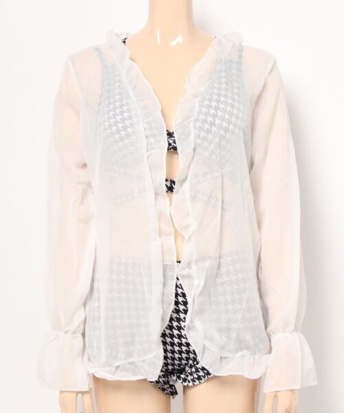 Ritzy（リッツィー）の「千鳥柄フロントクロスハイウエストビキニ 水着（水着・レディース・ブラック・FREE）」の12枚目の写真