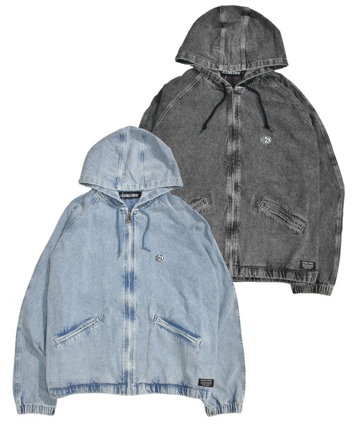 DOUBLE STEAL（ダブルスティール）の「オーバルロゴ刺繍 デニムパーカーJKT（デニムジャケット・メンズ・インディゴブルー/ブラック・MEDIUM/LARGE/X-LARGE）」の3枚目の写真