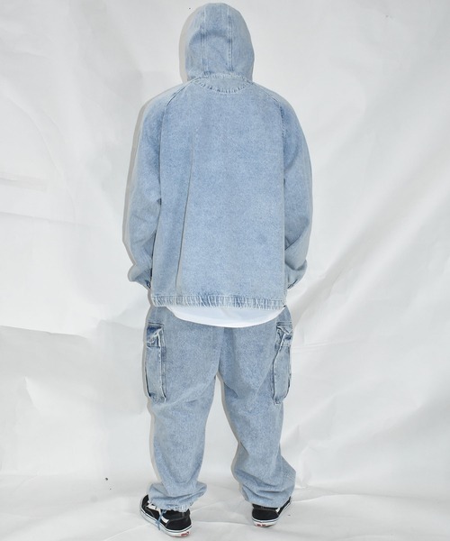 DOUBLE STEAL（ダブルスティール）の「オーバルロゴ刺繍 デニムパーカーJKT（デニムジャケット・メンズ・インディゴブルー/ブラック・MEDIUM/LARGE/X-LARGE）」の13枚目の写真