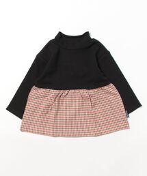 Moujonjon | テレコハイネックチェック切替Ｔシャツ(Tシャツ/カットソー)
