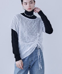 Tシャツ/カットソー シャーリングブラウス」に該当するトップス