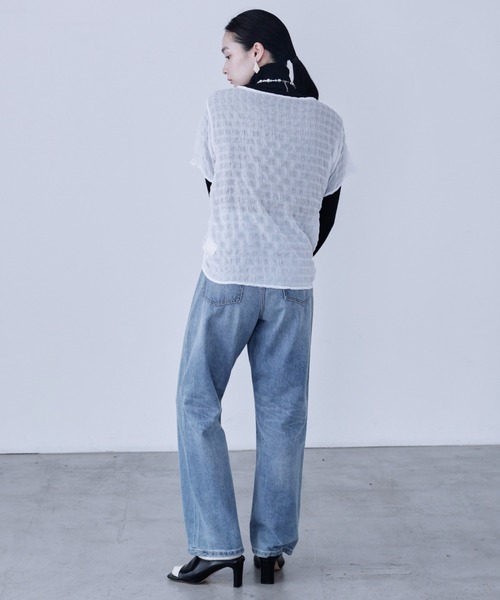 Fashion Letter(ファッションレター)の「サイドシャーリング 半袖ブラウス(Tシャツ/カットソー・レディース・ブラック/オフホワイト/グリーン/ブルー・M)」の10枚目の写真