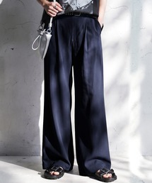ロング 無地 ストレート タックパンツ