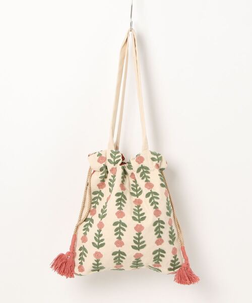 salle de bal(サルデバル)の「Craft india / クラフト インディア 巾着 ショルダー SHOULDER FRH(ショルダーバッグ・レディース・アイボリー/ブラック/ピンク/ライトグリーン・FREE)」の5枚目の写真