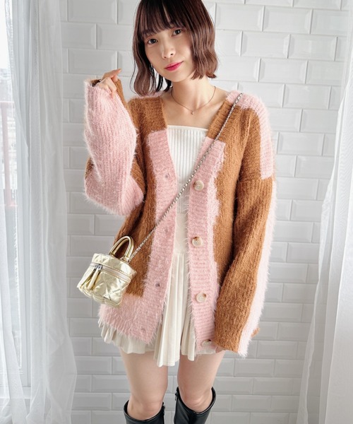 otte バイカラージャギーカーディガン Loueme（ルエム）の「バイカラーシャギーニットルーズカーディガン