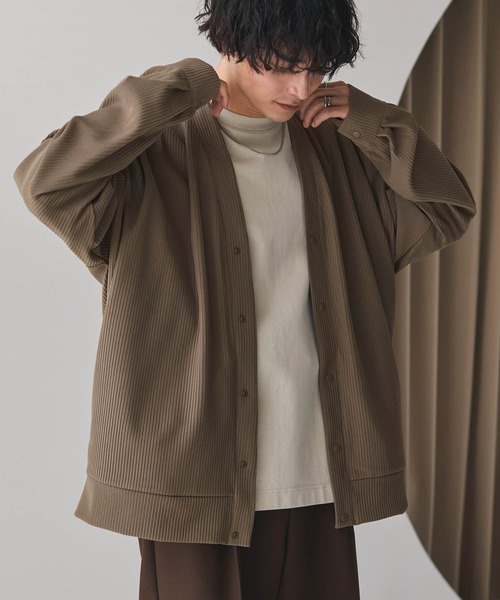 MONO-MART（モノマート）の「ランダムテレコルーズカーディガン（カーディガン/ボレロ・メンズ・オリーブ/ブラック/ブルー/チャコール/モカ/ライトグレー・M/L）」の4枚目の写真