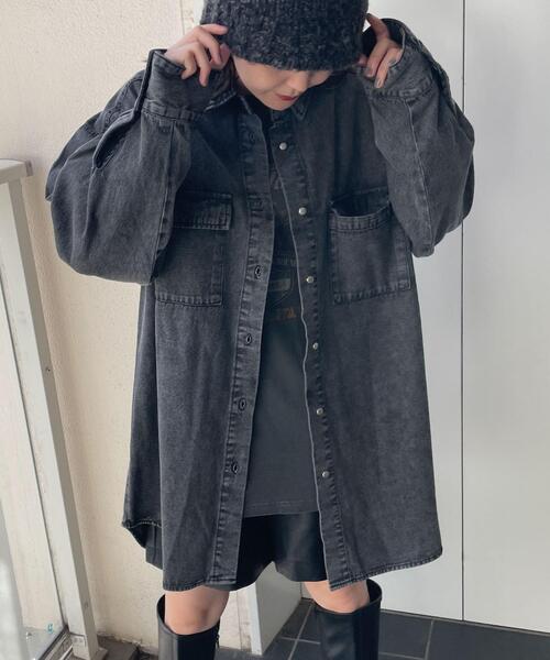 WEGO(ウィゴー)の「WEGO/デニムビッグシャツ(シャツ/ブラウス・レディース・インディゴブルー/ブラック系その他・FREE)」の6枚目の写真