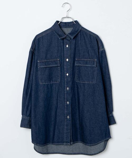 WEGO(ウィゴー)の「WEGO/デニムビッグシャツ(シャツ/ブラウス・レディース・インディゴブルー/ブラック系その他・FREE)」の11枚目の写真