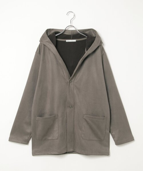ikka(イッカ)の「フェイクスエードフーディガン(カーディガン/ボレロ・メンズ・ブラック/グレー・L/XL/M/S)」の9枚目の写真