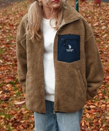 U.S. POLO ASSN. | 【U.S.POLOASSN.】 オーバーサイズ ロゴ 刺繍 スタンド ボアジャケット(ブルゾン)