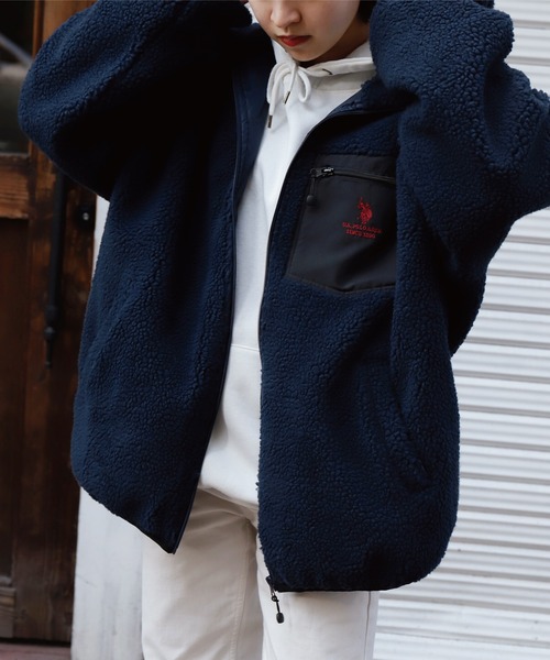 U.S. POLO ASSN.(ユーエスポロアッスン)の「【U.S.POLOASSN.】 オーバーサイズ ロゴ 刺繍 スタンド ボアジャケット(ブルゾン・レディース・オフホワイト/ネイビー/ブラック/ブラウン・X-LARGE/LARGE/MEDIUM)」の20枚目の写真