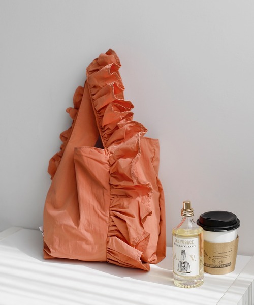 ANEMONE（アネモネ）の「フリルハンドルトートバッグ（トートバッグ・レディース・パープル/ネイビー/ブラック/ブルー/ベージュ/オレンジ/ライトグレー/グリーン/アイボリー・FREE）」の9枚目の写真