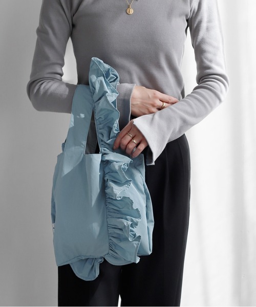 ANEMONE（アネモネ）の「フリルハンドルトートバッグ（トートバッグ・レディース・パープル/ネイビー/ブラック/ブルー/ベージュ/オレンジ/ライトグレー/グリーン/アイボリー・FREE）」の7枚目の写真