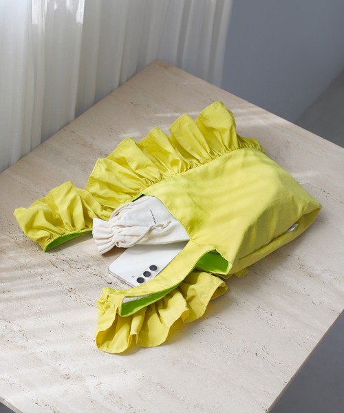 ANEMONE（アネモネ）の「フリルハンドルトートバッグ（トートバッグ・レディース・パープル/ネイビー/ブラック/ブルー/ベージュ/オレンジ/ライトグレー/グリーン/アイボリー・FREE）」の5枚目の写真