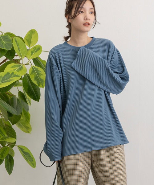 POU DOU DOU(プードゥドゥ)の「トリコットプリーツロンTee(Tシャツ/カットソー・レディース・オフホワイト/ブルー/ライトグリーン・3)」の12枚目の写真