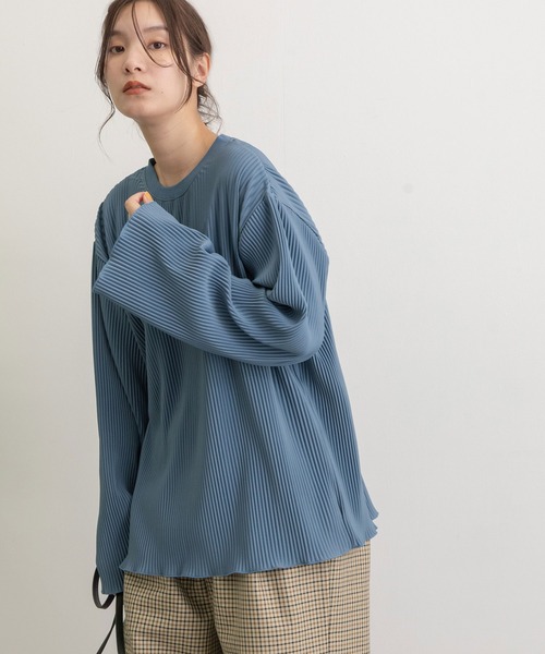 POU DOU DOU(プードゥドゥ)の「トリコットプリーツロンTee(Tシャツ/カットソー・レディース・オフホワイト/ブルー/ライトグリーン・3)」の13枚目の写真
