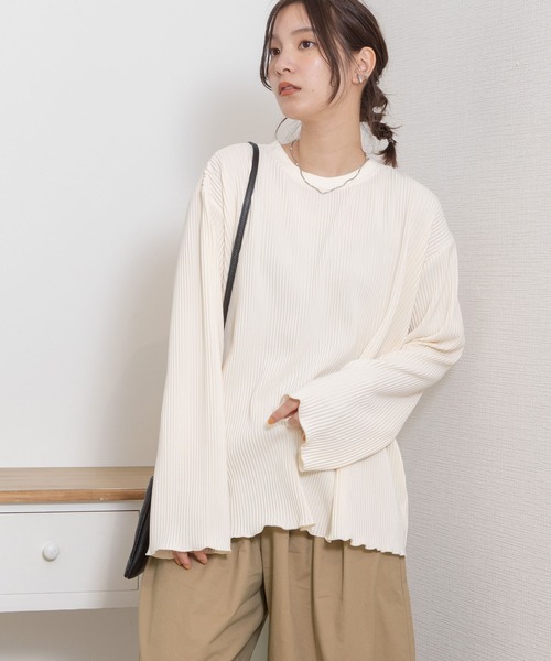 POU DOU DOU(プードゥドゥ)の「トリコットプリーツロンTee(Tシャツ/カットソー・レディース・オフホワイト/ブルー/ライトグリーン・3)」の18枚目の写真