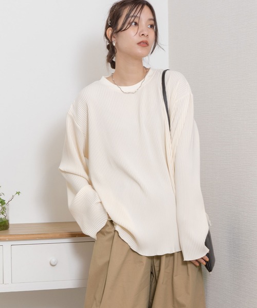 POU DOU DOU(プードゥドゥ)の「トリコットプリーツロンTee(Tシャツ/カットソー・レディース・オフホワイト/ブルー/ライトグリーン・3)」の19枚目の写真